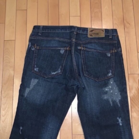 𝅺JUST Cavalli men dark blue straight leg distressed jeans size 33 47 - Picture 4 of 16